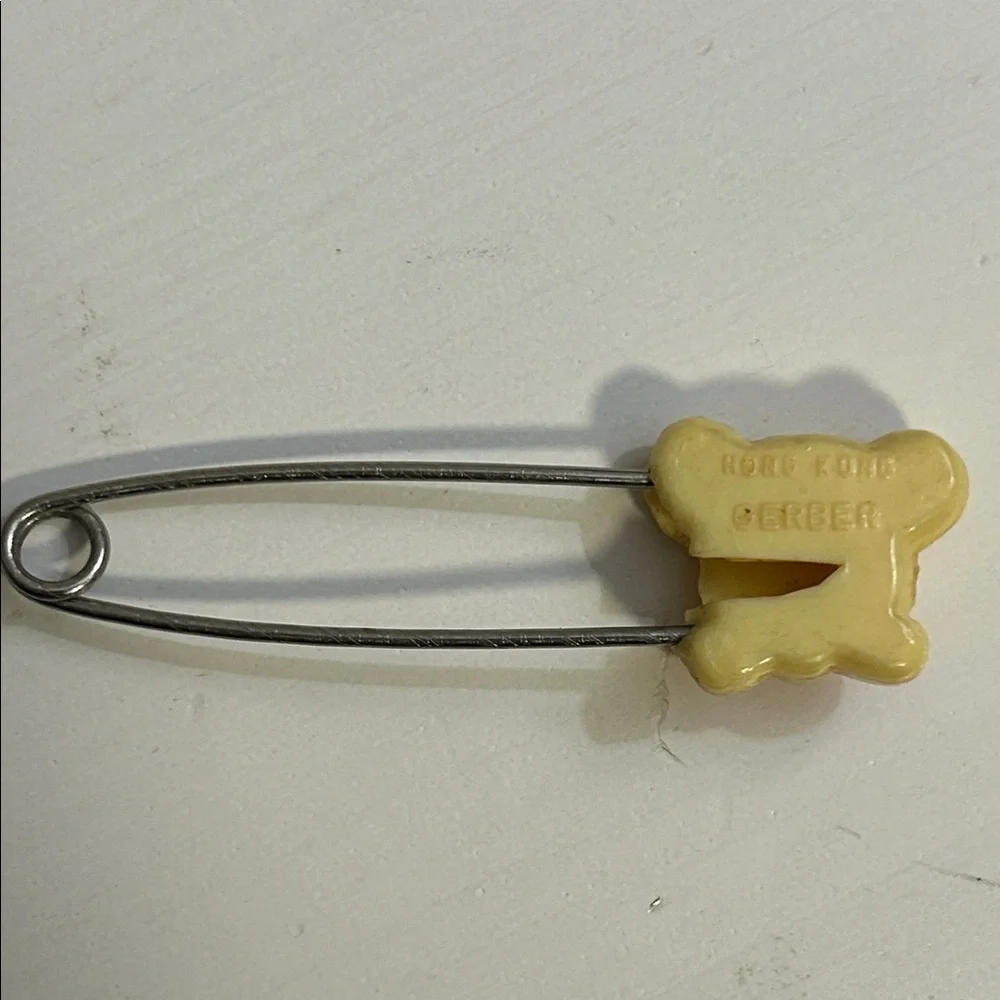 Vintage Gerber Bear Safety Pin with Red Bow Hong Kong